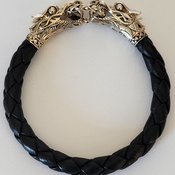 John Hardy Double Naga Dragon Black Woven Leathe Bracelet - Picture 2 of 9